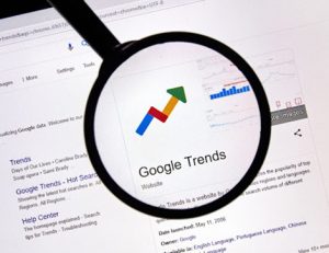 Google Trends displays current search data, useful for understanding vet sector trends.