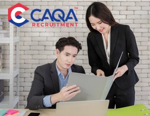A recruiter assesses a candidate, highlighting CAQA Recruitment's commitment to finding skilled professionals for the vet.