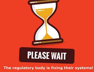 A graphic shows an hourglass with text about regulatory system maintenance and vet compliance.