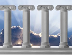 Classical columns represent the four key pillars of a strategic plan for an RTO.