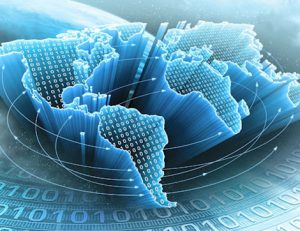 A digital world map illustrates global network connections and the importance of technology in modern RTO training.